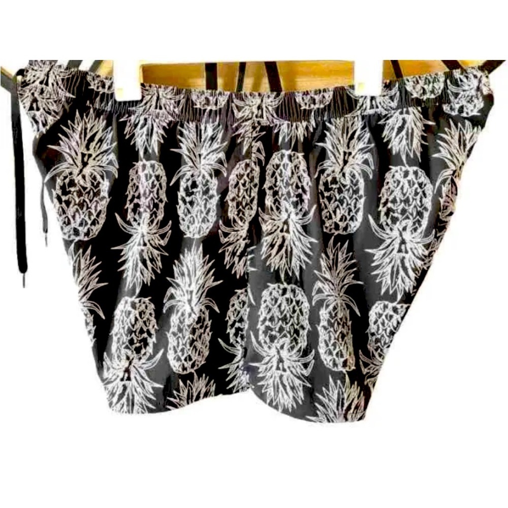 Lauren James Traveler Swim Surf Trunk Shorts Black With Pineapples Men's 2XL - Picture 5 of 7